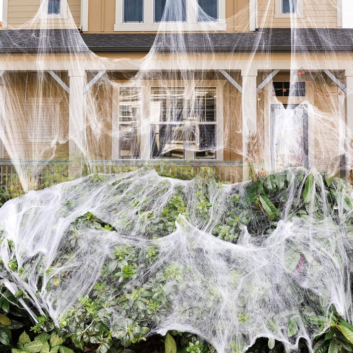 1400 sqft Halloween Spider Webs Decorations with 150 Extra Fake Spiders, Super Stretchy Cobwebs ...