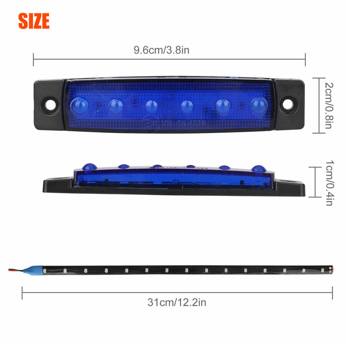 12Pcs Blue LED Rock Strip Underbody Wheel Light for Offroad Truck Boat Car ATV