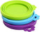 Silicone Can Covers for Pet Food Cans, Dog Cat Food Can Lids Covers, Reusable Universal Size Can Toppers Fit Small Medium Large Cans (Blue Green Purple)