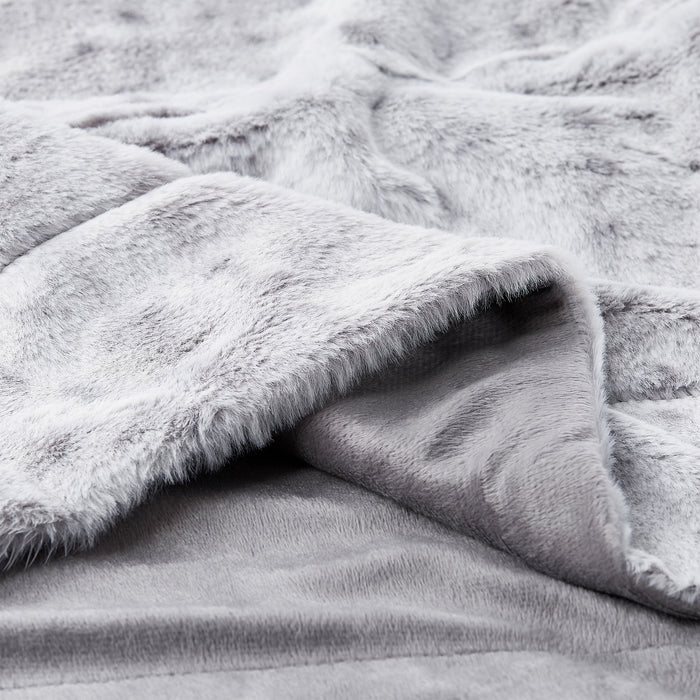 Faux Fur Throw Blanket-Luxurious, Soft, Hypoallergenic Faux Rabbit Fur Blanket with Faux Mink Back - 60”x70”  (Cloud Grey)