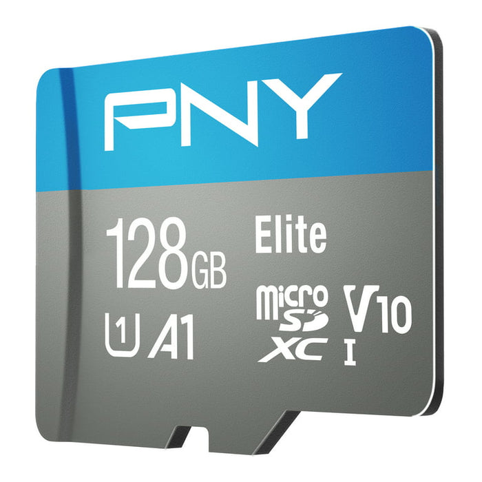 PNY 128GB Elite Class 10 U1 microSDHC Flash Memory Card  for Mobile Devices - 100MB/s, Class 10, U1, V10, A1, Full HD, UHS-I, micro SD