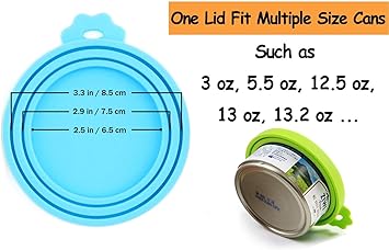 Silicone Can Covers for Pet Food Cans, Dog Cat Food Can Lids Covers, Reusable Universal Size Can Toppers Fit Small Medium Large Cans (Blue Green Purple)