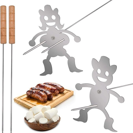 Hot Dog Marshmallow Roasting Sticks for Campfire,Funny Man and Woman Fire Pit Marshmallow
