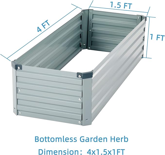 Galvanized Raised Garden Bed Kit Outdoor Metal Large Rectangle Planter Box