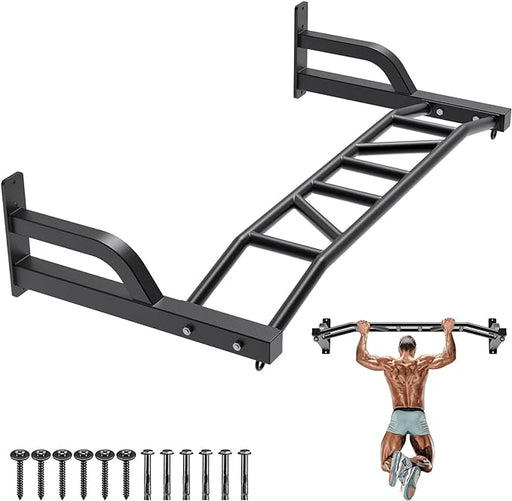 SELEWARE 48'' Heavy Duty Pull Up Bar Wall Mount Multi-function Chin up Bar with Home Gym Cable P...