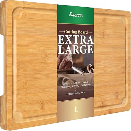 Extra Large Cutting Board, 16" Bamboo Cutting Boards for Kitchen with Juice Groove and Handles Kitchen Chopping Board for Meat Cheese board Heavy Duty Serving Tray