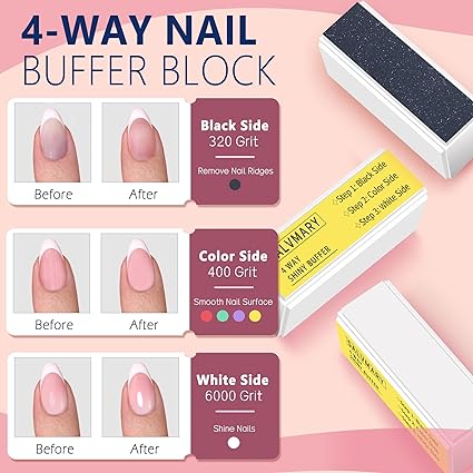 Nail Shine Buffer Block Kit - All in One 4 Way Shiny Buffer Nail Shiner Polisher Buffing Smoothing Blocks for Natural Nails 4Pcs