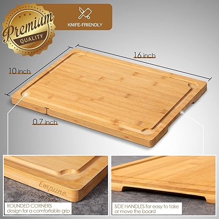 Extra Large Cutting Board, 16" Bamboo Cutting Boards for Kitchen with Juice Groove and Handles Kitchen Chopping Board for Meat Cheese board Heavy Duty Serving Tray