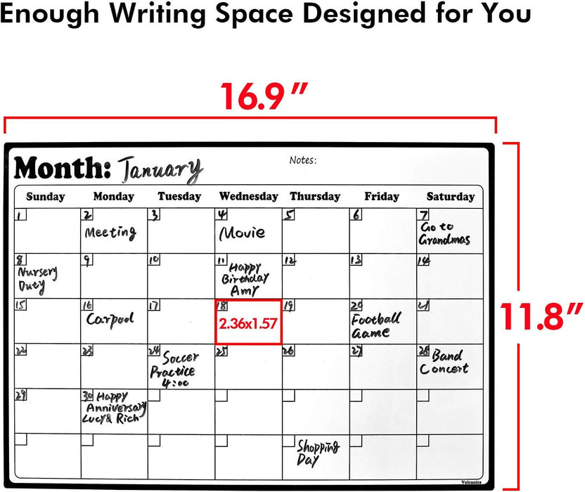 Fridge Calendar Magnetic Dry Erase Calendar Whiteboard Calendar for Refrigerator Planners 16.9 I...