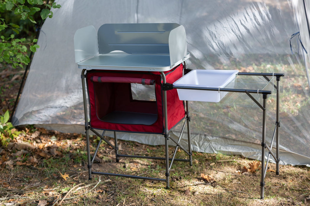 Ozark Trail Camping Table, Silver and Red, 31" x 13" x 8.25"