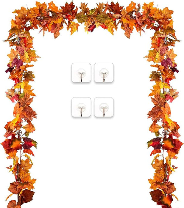 DearHouse 2 Pack Fall Garland Maple Leaf, 5.9Ft/Piece Hanging Vine Garland Artificial