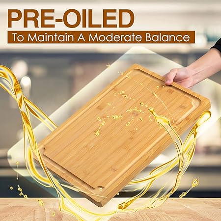 Extra Large Cutting Board, 16" Bamboo Cutting Boards for Kitchen with Juice Groove and Handles Kitchen Chopping Board for Meat Cheese board Heavy Duty Serving Tray