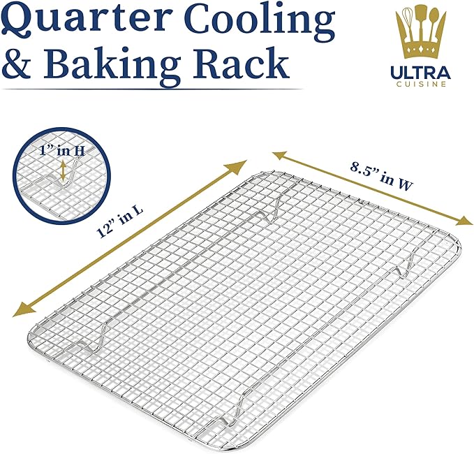 Wire Cooling Rack for Oven Cooking and Baking  is Quarter Sheet Pan Size