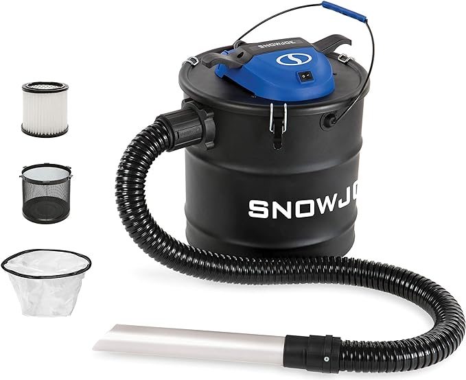 Snow Joe ASHJ201 4.8-Gallon 4-Amp Ash Vacuum w/Dual Filtration System, Metal Canister, Reusable ...