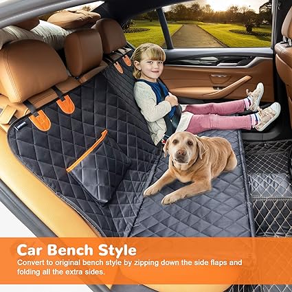 Dog Seat Cover Car Seat Cover for Pets 100%Waterproof Pet Seat Cover Hammock 600D Heavy Duty Scratch Proof Nonslip Durable Soft Pet Back Seat Covers for Cars Trucks and SUVs