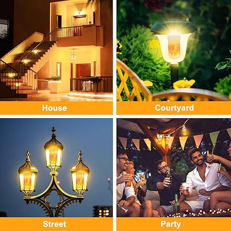 LED Flame Light Bulbs, 4 Modes Flickering Light Bulbs, E26 Base Fire Flame Bulb, Halloween, Christmas Party Porch Outdoor and Indoor Home Decorations(Yellow, 2 Pack)