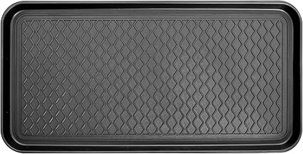 Multipurpose All Season Boot Tray Mat, Great as Pet Food Mat, Dog Cat Bowl Mat or Kitty Litter Mat, 15" x 30" Raised Edge 1.2", Black