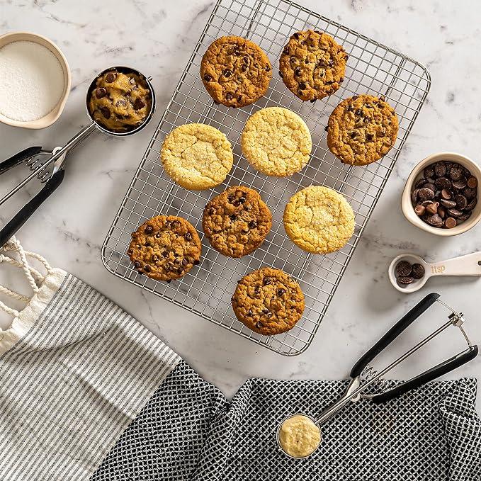 Wire Cooling Rack for Oven Cooking and Baking  is Quarter Sheet Pan Size