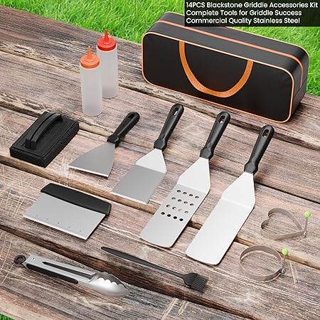 Griddle Accessories Kit, Flat Top Grill Accessories Set for Blackstone and Camp Chef, Grill Spatula Set