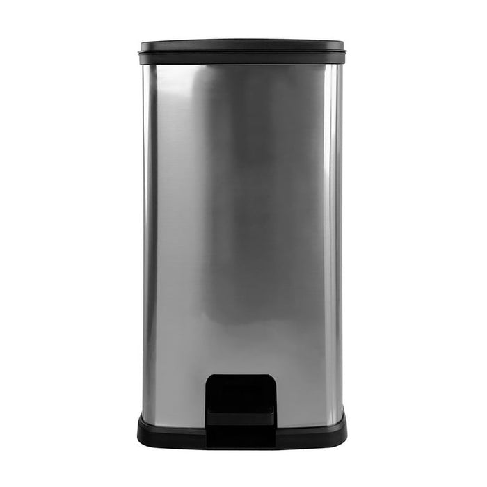 Mainstays 13.2 Gallon Trash Can, Plastic Rectangular Step Kitchen Trash Can, Silver