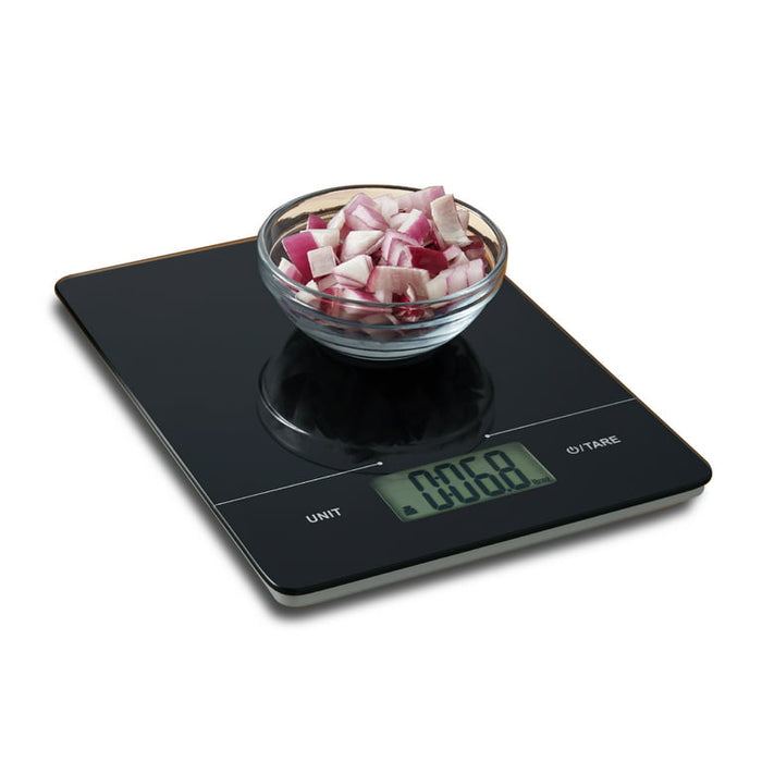 Mainstays Slim Digital Kitchen Scale, Food Scale with Tempered Glass Platform, Black