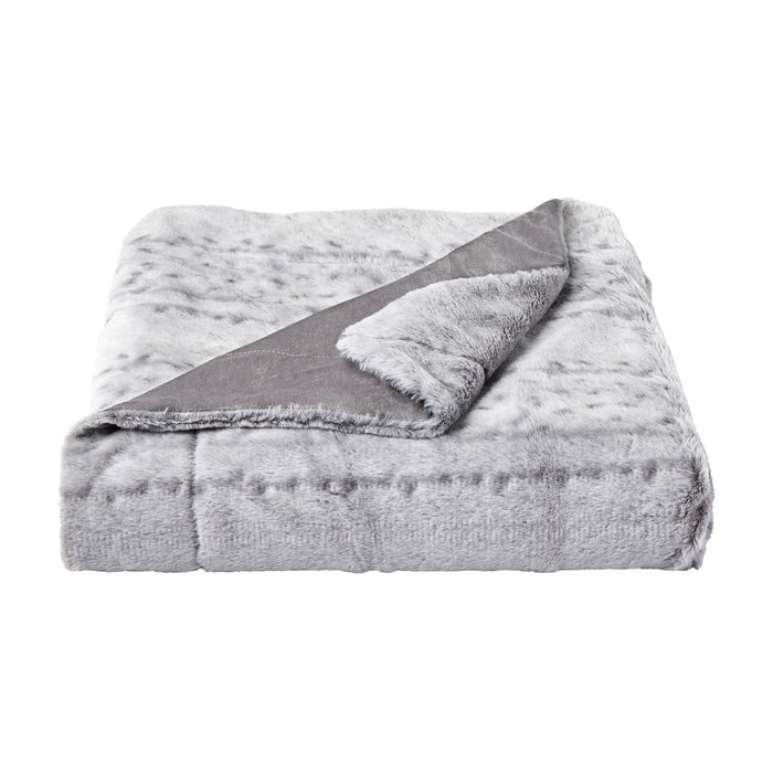 Faux Fur Throw Blanket-Luxurious, Soft, Hypoallergenic Faux Rabbit Fur Blanket with Faux Mink Back - 60”x70”  (Cloud Grey)