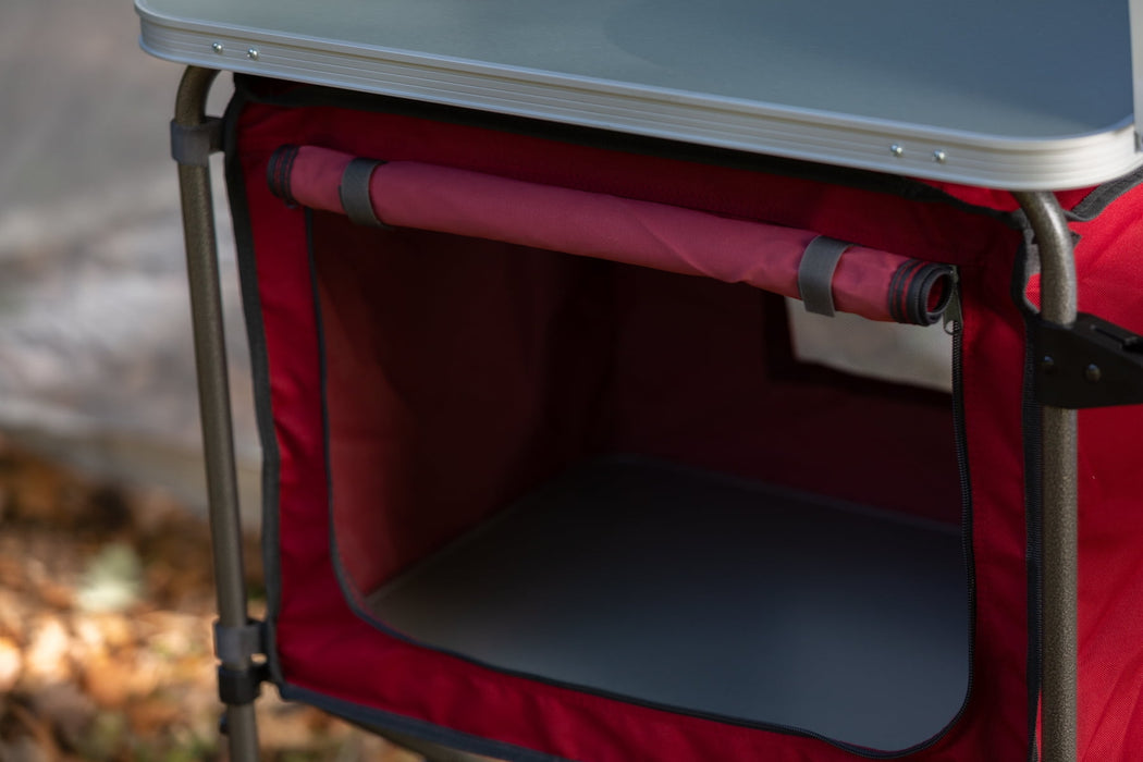 Ozark Trail Camping Table, Silver and Red, 31" x 13" x 8.25"