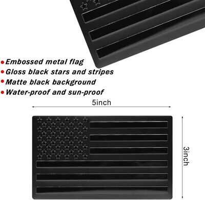 2PCS 3D Metal USA Flag Sticker American Car Truck Decal Emblem Black Sticker