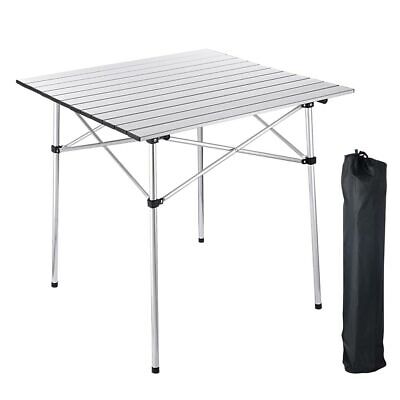 Portable Folding Aluminum Roll Up Table Lightweight Outdoor Picnic + Bag