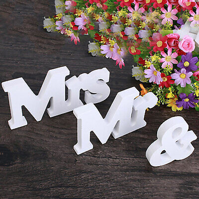 Mr and Mrs Wedding Wooden Sign Wood Letters Decor Decoration Table Top Standing