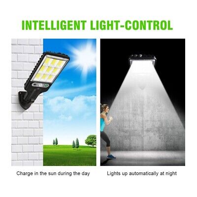 LED Solar Light Motion Sensor 3 Modes Flood Lamp Outdoor Street Wall Yard Garden