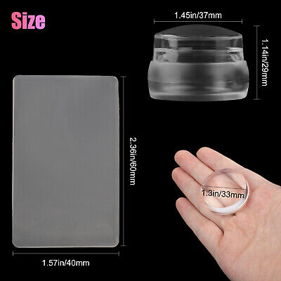 DIY Clear Silicone Nail Art Jelly Stamper Plate Scraper Printing Manicure Tools