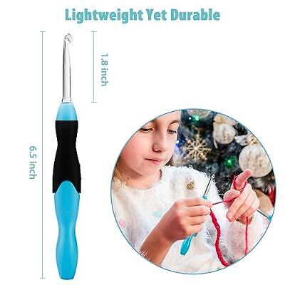 Light Up Crochet Hooks - Crochet Kit for Beginners Ergonomic Soft Grip Rechar...