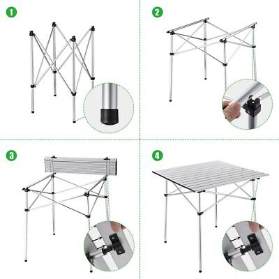 Portable Folding Aluminum Roll Up Table Lightweight Outdoor Picnic + Bag