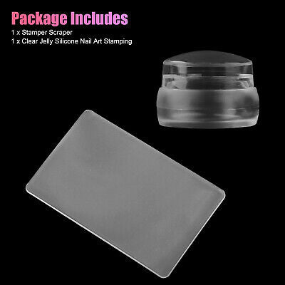 DIY Clear Silicone Nail Art Jelly Stamper Plate Scraper Printing Manicure Tools