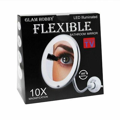 10X Gooseneck Magnifying Makeup Mirror Bathroom Mirror + LED Light