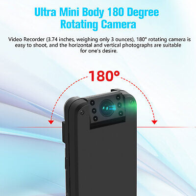 20-hour 1080P HD Camcorder Mini Body Hidden Camera 180° Video DVR IR Night Cam