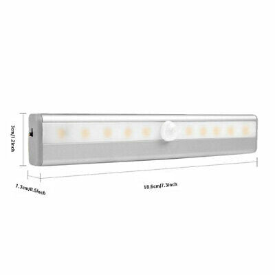3 Pack 10 LED Motion Sensor Light Night Cabinet Closet Battery Powered Portable