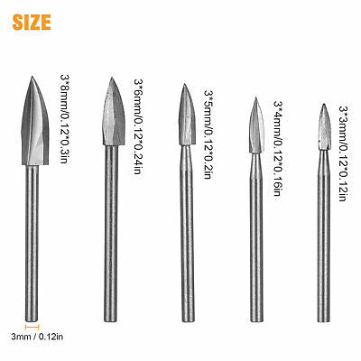 5 Pieces Wood Carving Engraving Drill Bits Set Milling Cutter For Dremel Rotary Tool