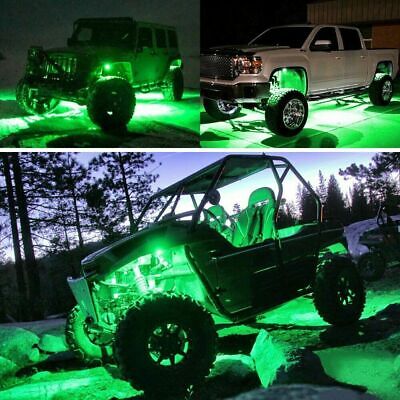 6 Green LED Pods Rock Lights Underbody Wheel For Jeep Offroad Truck UTV ATV Boat