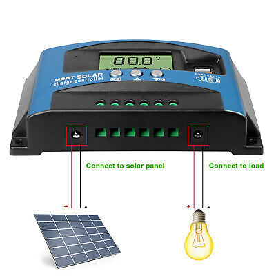 100A MPPT Solar Panel Regulator Charge Controller 12V/24V Auto Focus Tracking US