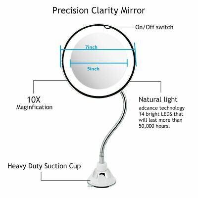 10X Gooseneck Magnifying Makeup Mirror Bathroom Mirror + LED Light