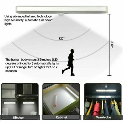 3 Pack 10 LED Motion Sensor Light Night Cabinet Closet Battery Powered Portable