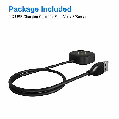 Magnetic USB Charger Cable Charging Dock For Fitbit Versa 3 / Sense Smart Watch