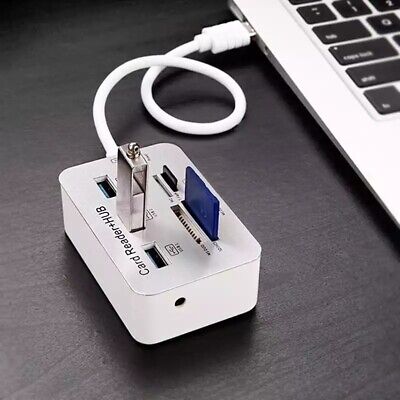 Aluminum 3 Port USB 3.0 Hub MS SD M2 TF Multi-In-1 Memory Card Reader Adapter