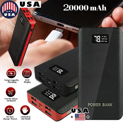 Color: Black/Red - 20000mAh Power Bank USB Portable Charger Backup External Battery for Cell Phone