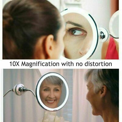 10X Gooseneck Magnifying Makeup Mirror Bathroom Mirror + LED Light