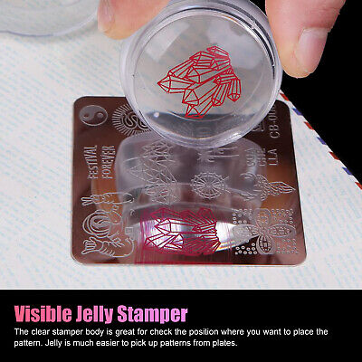 DIY Clear Silicone Nail Art Jelly Stamper Plate Scraper Printing Manicure Tools