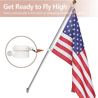Tangle Free Flag Pole Mounting Ring Clip - Rotating Flagpole Rings 2 Pack
