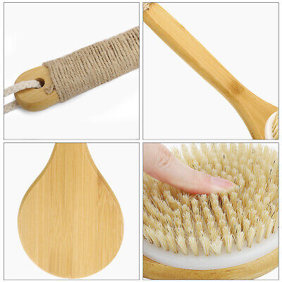 Bath Body Brush Soft Bristles Shower Back Scrubber Exfoliate Long Handle W/ Rope